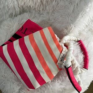 Vibrant Pink and Orange Striped Tote Bag